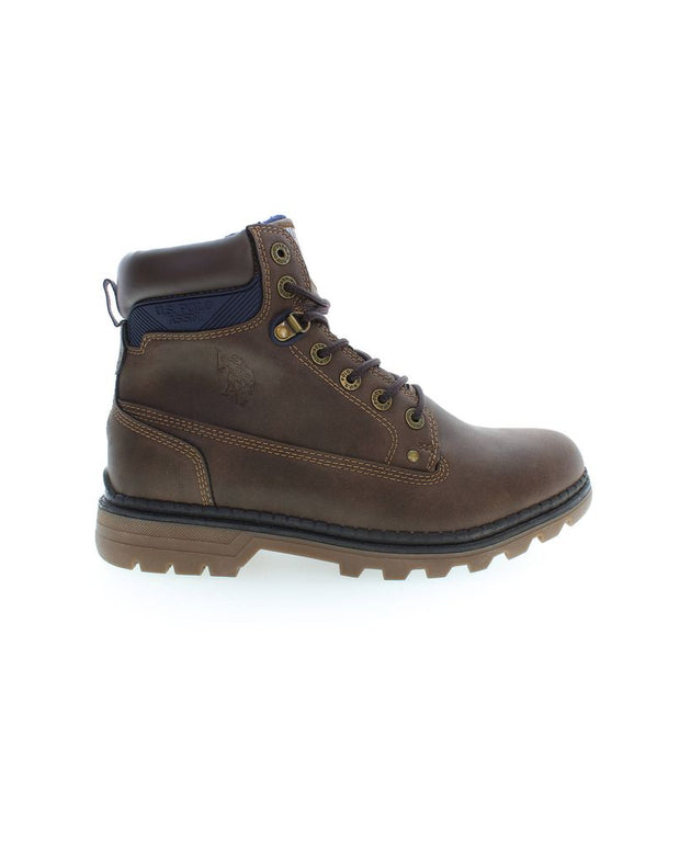 Brown Polyester Men Boot