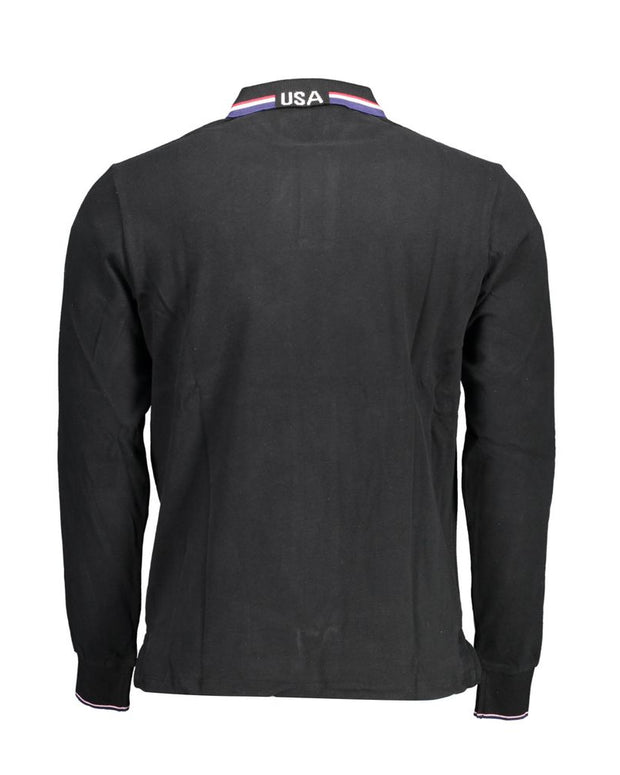 Black Cotton Men Polo Shirt