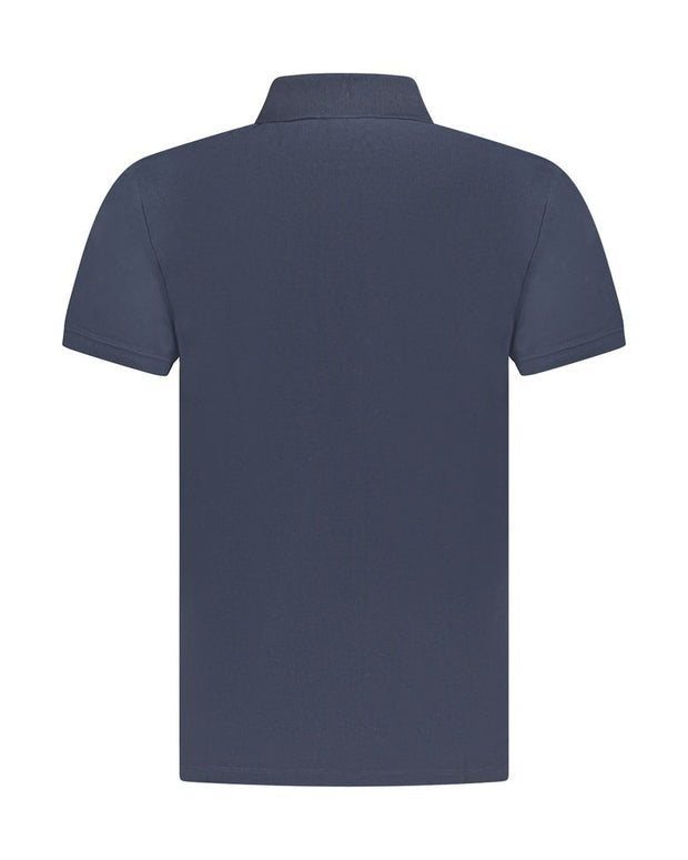 Blue Cotton Men Polo Shirt