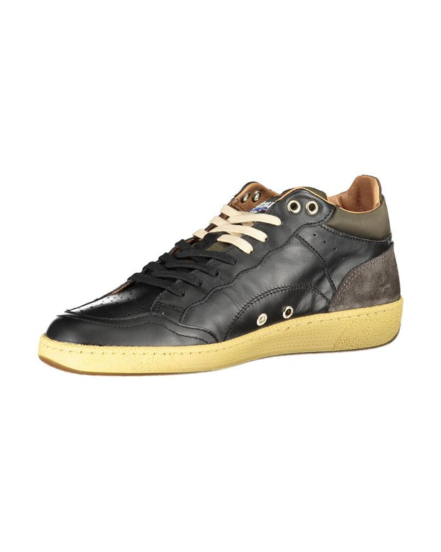 Sleek Black Lace-Up Sneakers with Contrast Details