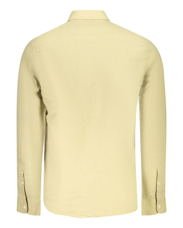 Beige Cotton Men Shirt