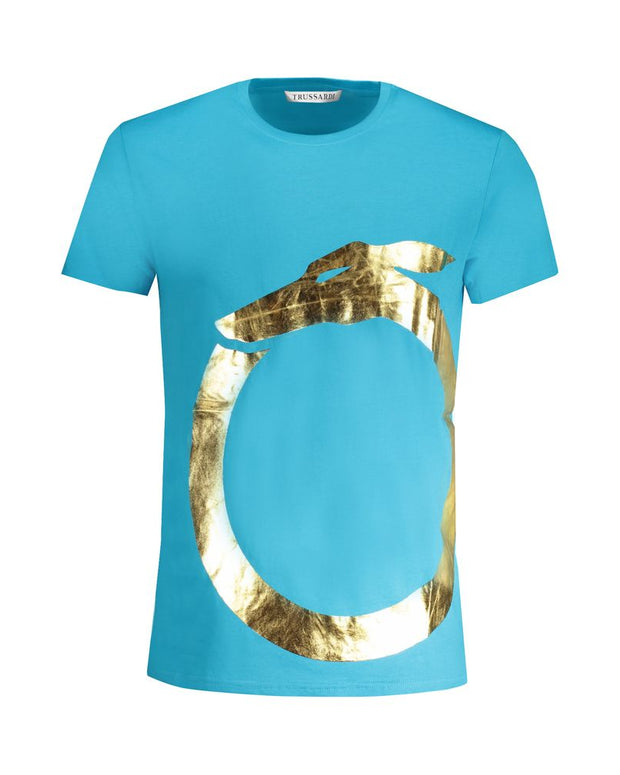 Light Blue Cotton Men T-Shirt