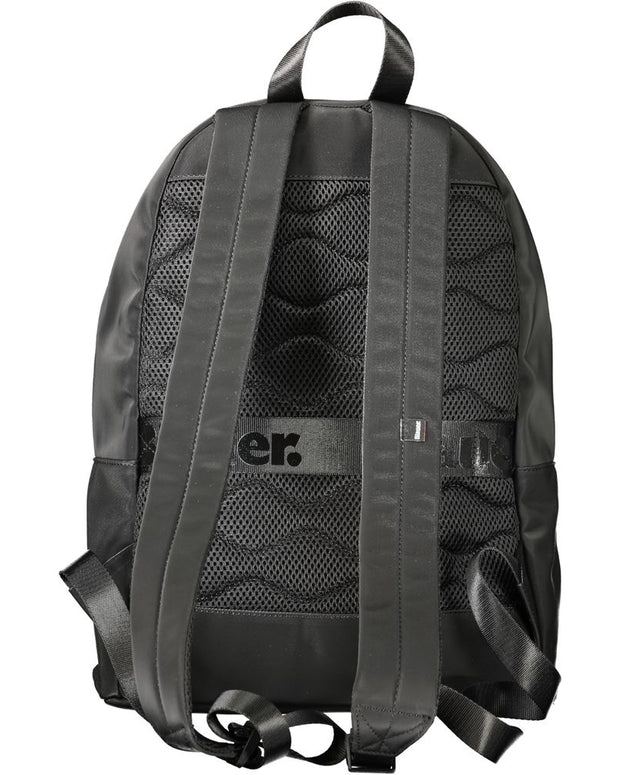 Black Polyester Men Backpack
