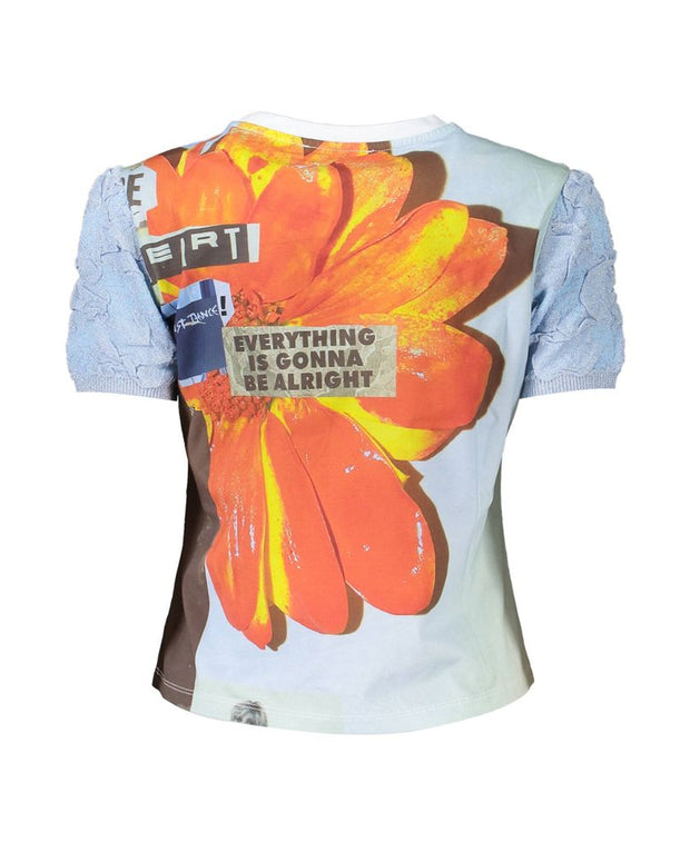 Blue Cotton Women T-Shirt