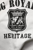 White Cotton DG ROYAL Print Hooded Sweater