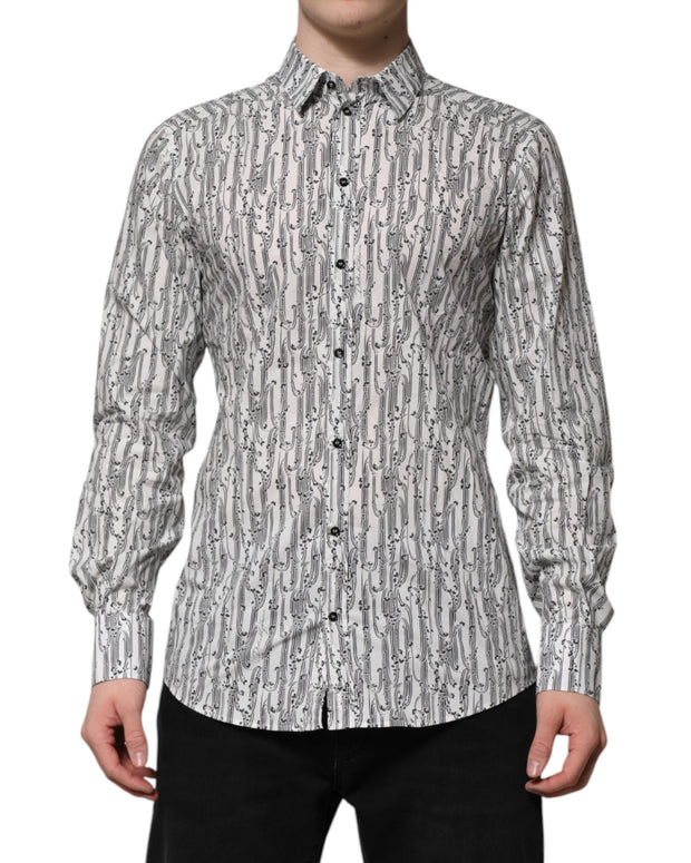 White Floral Print Casual Long Sleeves Shirt