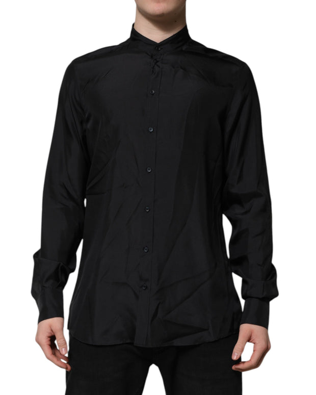 Dark Blue Silk MARTINI Men Formal Dress Shirt