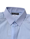 Blue Cotton GOLD Long Sleeves Men Dress Shirt