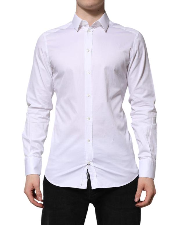 White Cotton GOLD Long Sleeve Men Dress Shirt