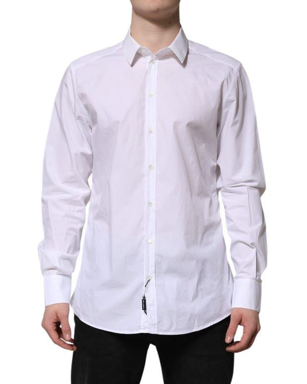 White Cotton GOLD Long Sleeves Dress Shirt