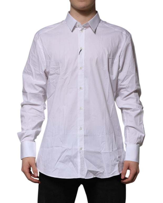 White Cotton GOLD Long Sleeves Dress Shirt