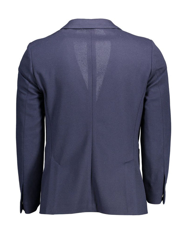 Blue Cotton Men Jacket