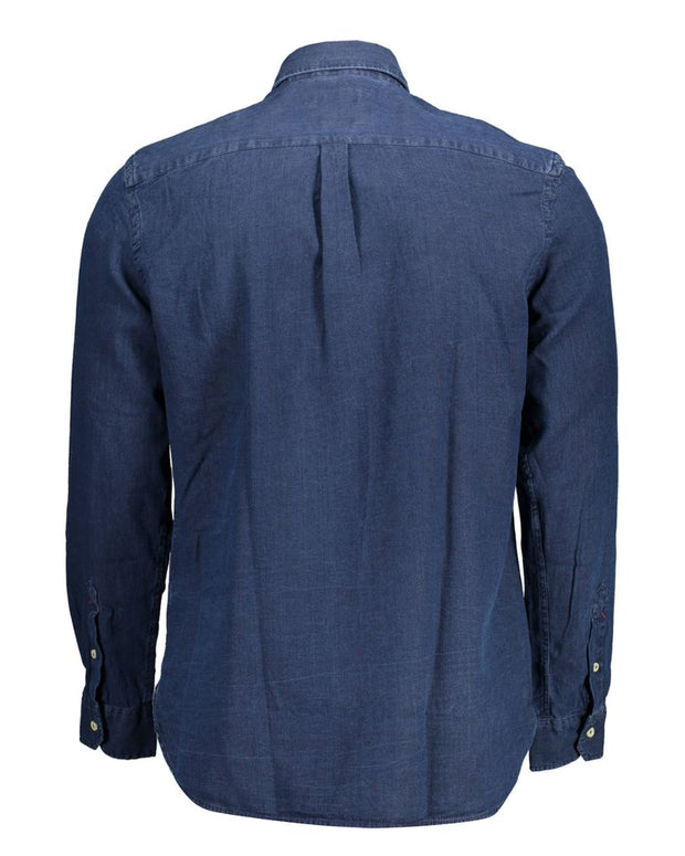 Blue Cotton Men Shirt
