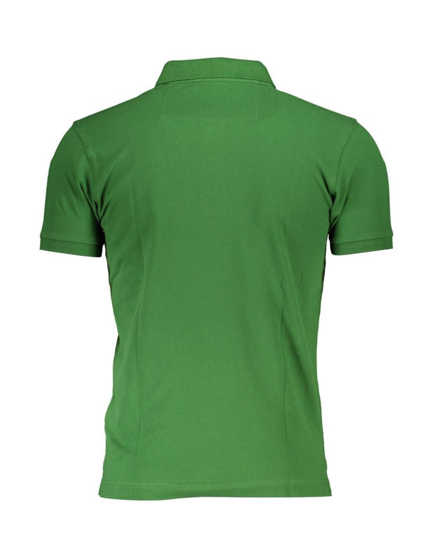 Sleek Green Slim Fit Polo with Contrast Detail