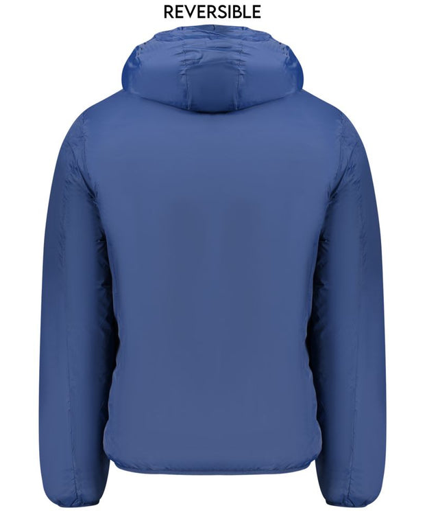 Blue Polyamide Men's Reversible Jacket