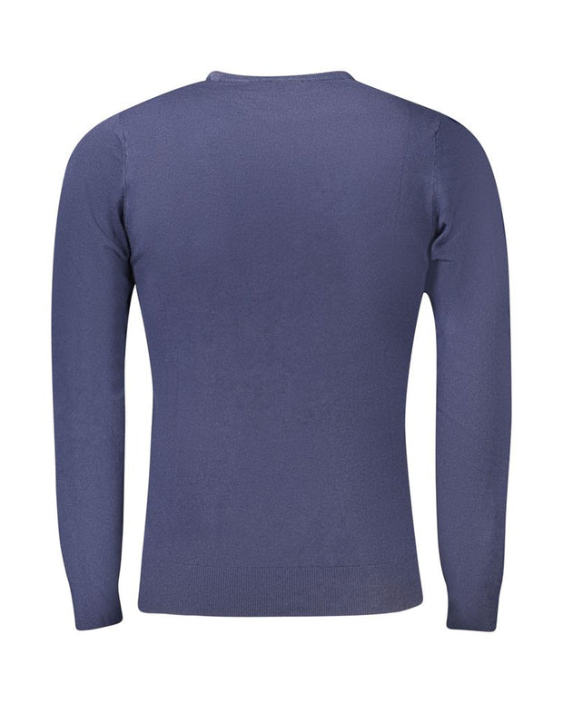 Blue Viscose Men Sweater