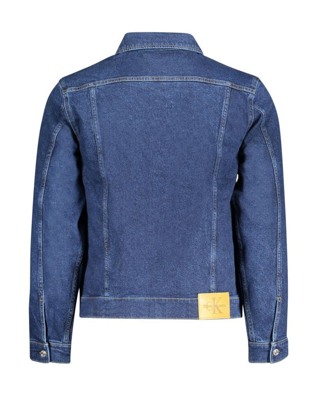 Blue Cotton Men Jacket