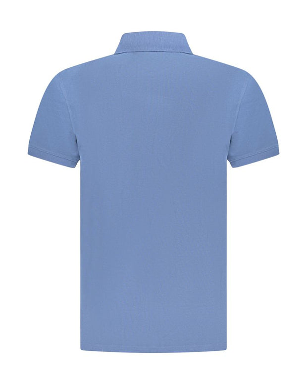 Blue Cotton Men Polo Shirt