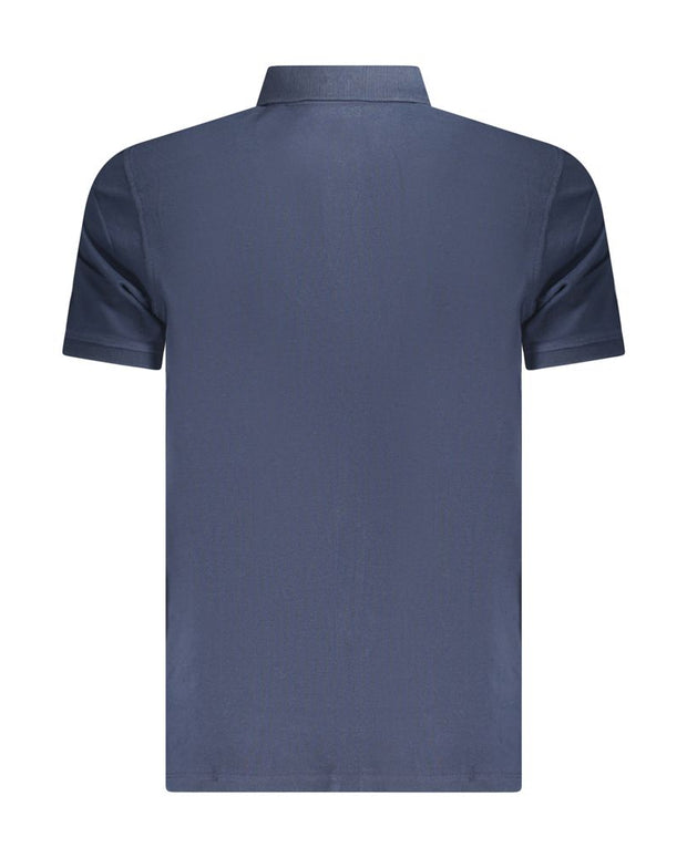 Blue Cotton Men Polo Shirt