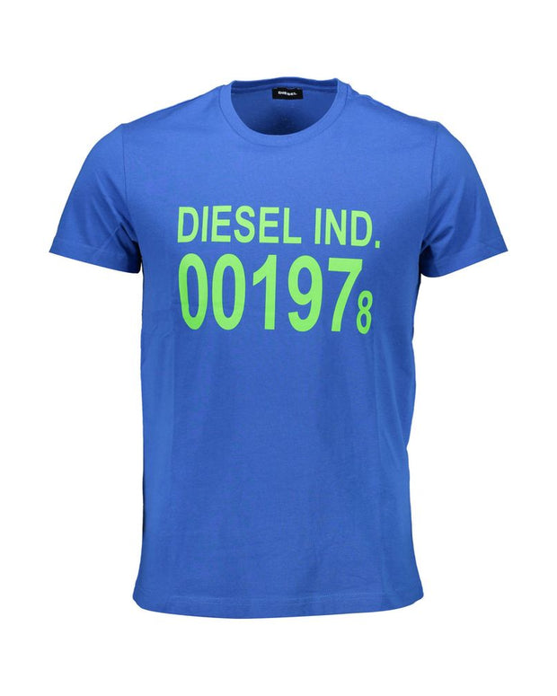 Blue Cotton Men T-Shirt