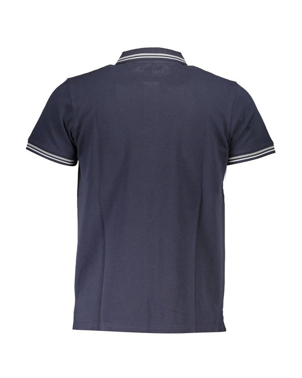 Blue Cotton Men Polo Shirt