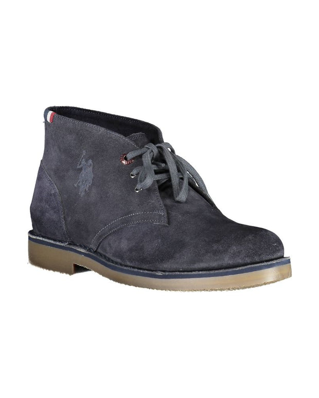 Blue Leather Mens Ankle Boot
