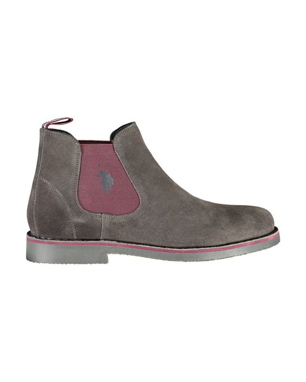 Gray Leather Mens Ankle Boot
