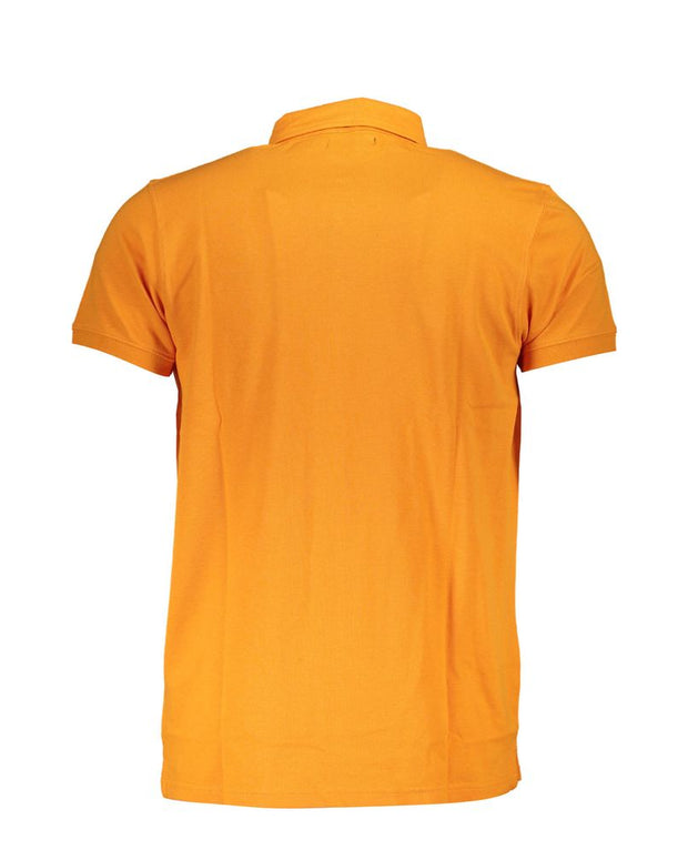 Orange Cotton Men Polo Shirt