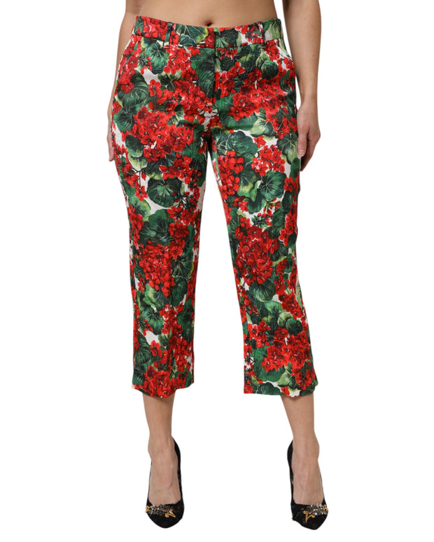 Multicolor Floral Print Cropped Pants