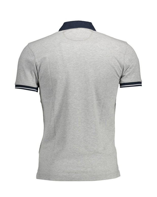 Gray Cotton Men Polo Shirt