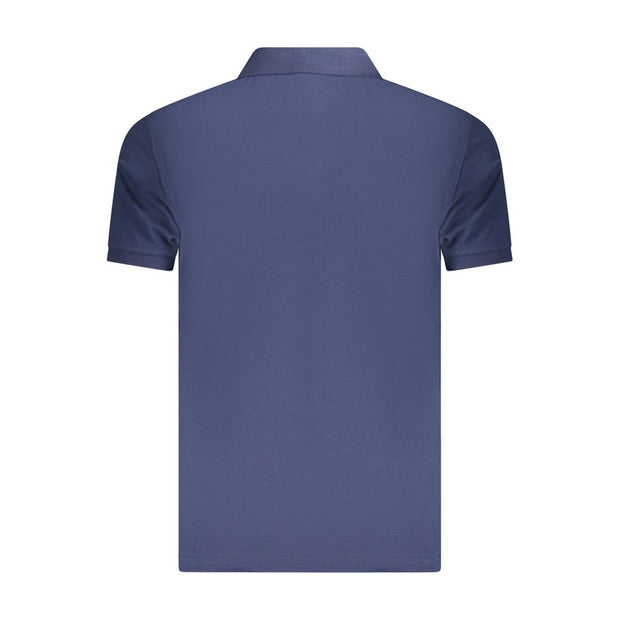 Blue Cotton Men Polo Shirt