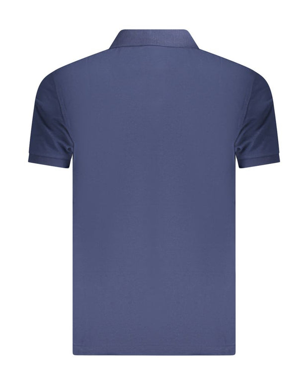 Blue Cotton Men Polo Shirt