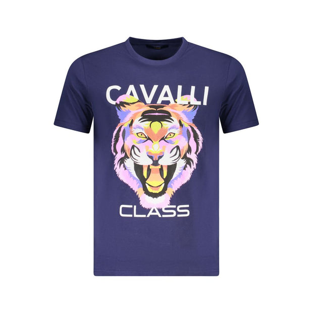 Blue Cotton Men T-Shirt