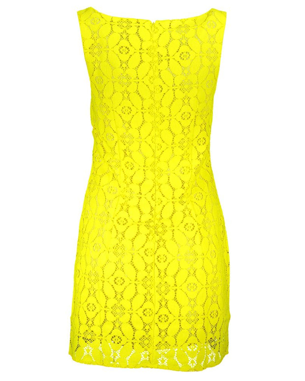 Yellow Polyester Women Sleeveless Dress