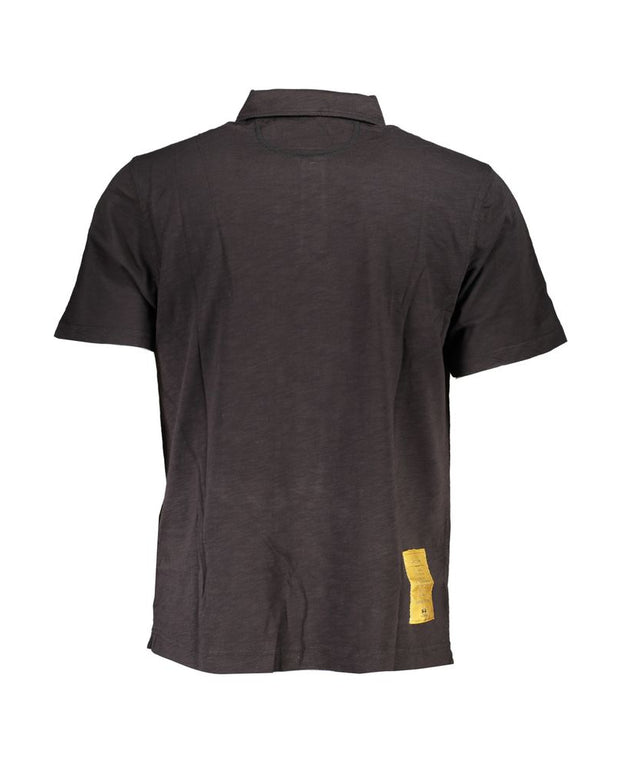 Elegant Black Cotton Polo Shirt Regular Fit