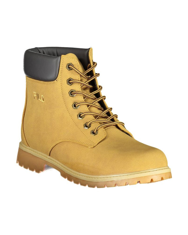 Vibrant Yellow Contrast Lace-up Boots