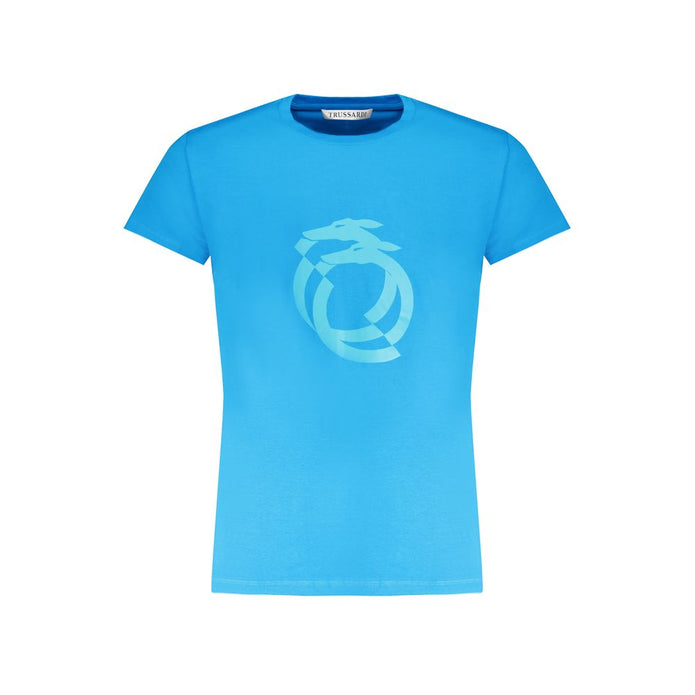 Light Blue Cotton Men T-Shirt