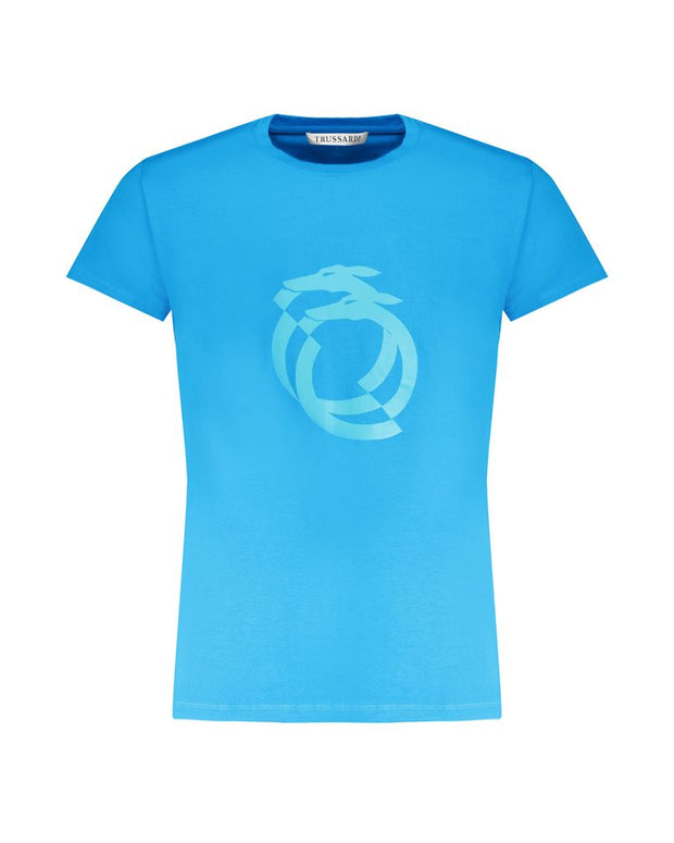 Light Blue Cotton Men T-Shirt