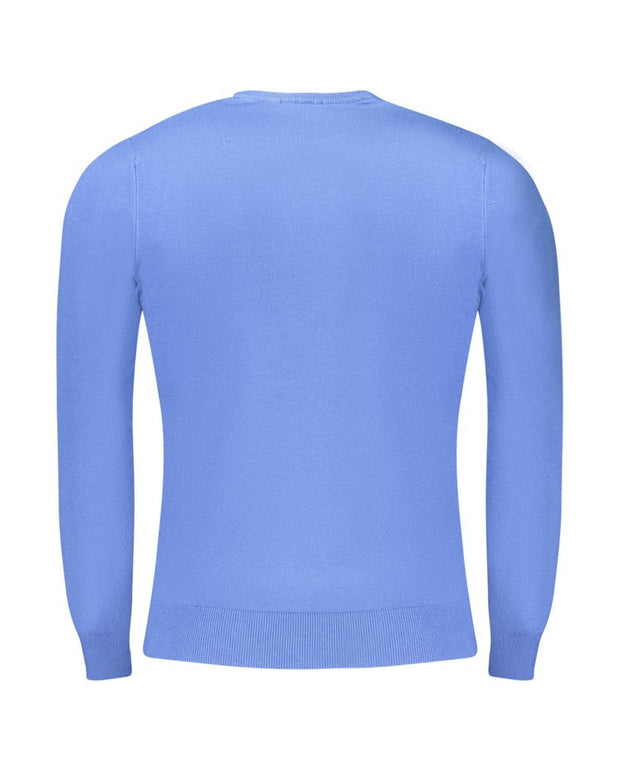 Blue Viscose Men Sweater