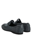 Blue Woven Leather Slip On Loafers Shoes