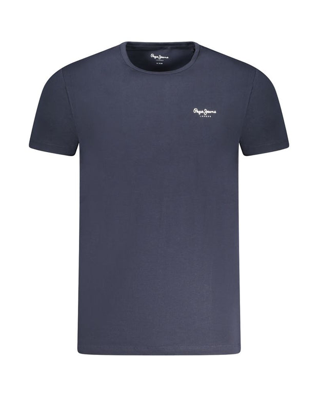 Blue Cotton Men T-Shirt
