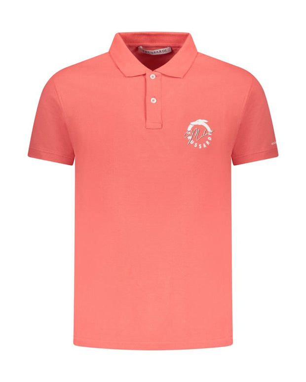 Pink Cotton Men Polo Shirt