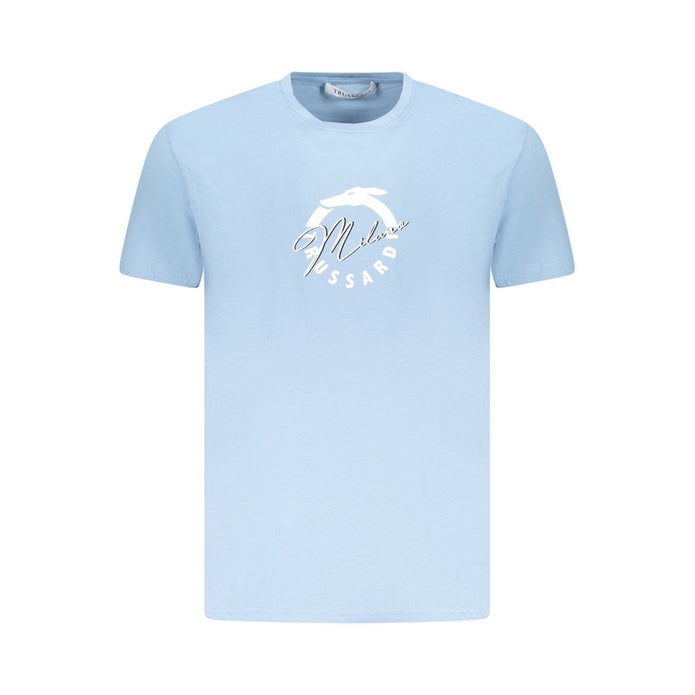 Light Blue Cotton Men T-Shirt