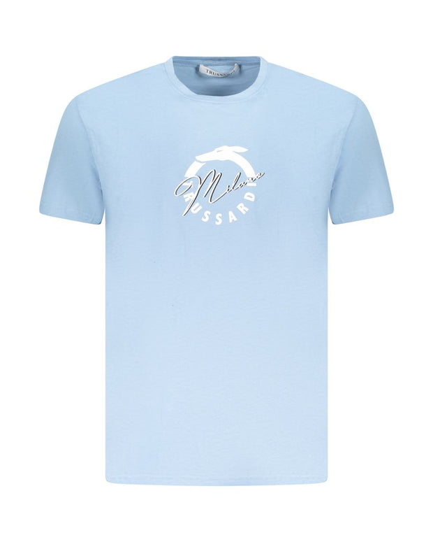 Light Blue Cotton Men T-Shirt