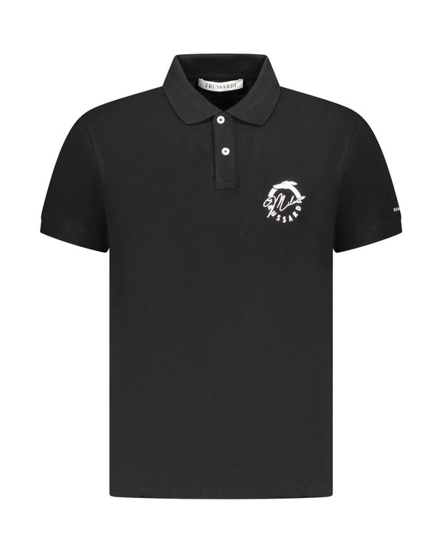 Black Cotton Men Polo Shirt