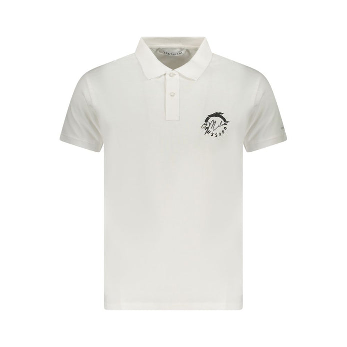 White Cotton Men Polo Shirt