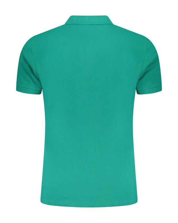 Green Cotton Men Polo Shirt