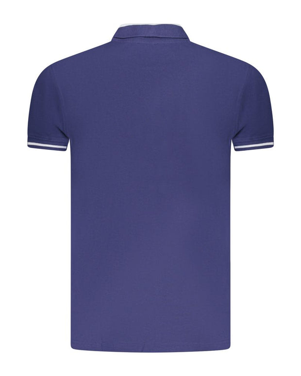 Blue Cotton Men Polo Shirt