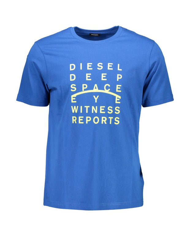 Blue Cotton Men T-Shirt