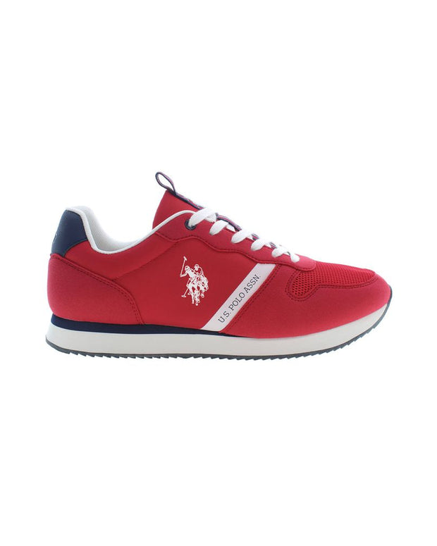 Red Polyester Men Sneaker